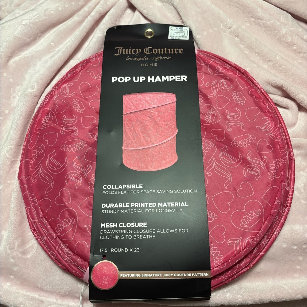 Juicy Couture Pink Collapsible Hamper